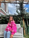 tricolor pink rose cardigan