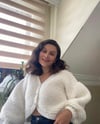 White Crop Cardigan With Stone Buttons