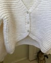 White Crop Cardigan With Stone Buttons