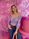  Kadın Ön Büzgü Leopar  Uzun Kollu Madonna Yaka Crop Bluz