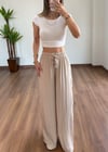 Bağlamalı Krem Pantolon