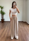Bağlamalı Krem Pantolon