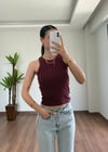 Basic Bordo Halter Yaka