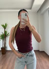 Basic Bordo Halter Yaka