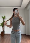 Basic Gri Halter Yaka