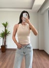 Basic Krem Halter Yaka