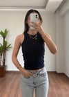 Basic Lacivert Halter Yaka