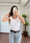 Beyaz Çift Katlı Atlet Body
