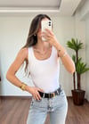 Beyaz Çift Katlı Atlet Body