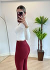 Carl Oysho Kumaş Sardonlu Bordo Geniş Paça Tayt
