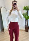 Carl Oysho Kumaş Sardonlu Bordo Geniş Paça Tayt