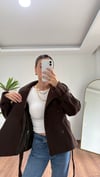 Dik Yaka Kaşe Kahverengi Ceket
