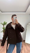 Dik Yaka Kaşe Kahverengi Ceket