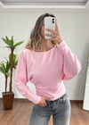 Düşük Omuz Pembe Bluz