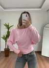 Düşük Omuz Pembe Bluz