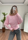 Düşük Omuz Pembe Bluz