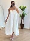 Flora Beyaz Askılı Elbise
