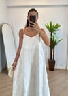 Flora Beyaz Askılı Elbise