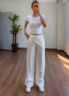 Fularlı Beyaz Pantolon