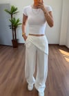Fularlı Beyaz Pantolon