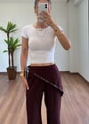Fularlı Bordo Pantolon