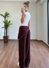 Fularlı Bordo Pantolon