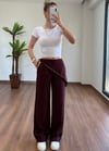 Fularlı Bordo Pantolon
