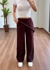 Fularlı Bordo Pantolon