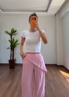 Fularlı Pembe Pantolon