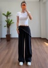 Fularlı Siyah Pantolon