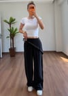 Fularlı Siyah Pantolon