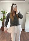 Gri Dantel Hırka