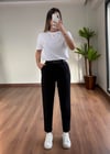 Havuç Kesim Siyah  Kemerli Pantolon