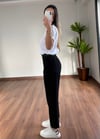 Havuç Kesim Siyah  Kemerli Pantolon