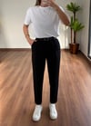 Havuç Kesim Siyah  Kemerli Pantolon