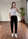 Havuç Kesim Siyah  Kemerli Pantolon