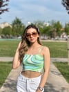 Kadın askılı dijital croptop body