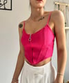 kadın askılı fermuarlı croptop