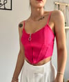 kadın askılı fermuarlı croptop