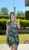 Kadın Bel Kuşak Bağlama Detay Yan Fermuar Mini Elbise