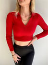 Kadın beyaz  kaşkorse polo yaka crop