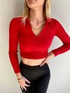 Kadın beyaz  kaşkorse polo yaka crop