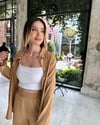 Kadın Camel Gofre Kumaş Salaş Gömlek Pantolon Alt Üst Takım