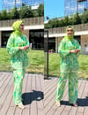 kadın çok renkli gömlek pantolon yazlık ince takım