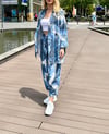 kadın desenli renkli pantolon kimono takımı