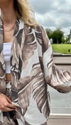 kadın desenli renkli pantolon kimono takımı