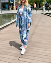 kadın desenli renkli pantolon kimono takımı
