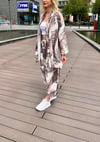 kadın desenli renkli pantolon kimono takımı