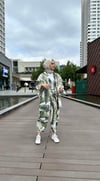 kadın desenli renkli pantolon kimono takımı