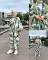 kadın desenli renkli pantolon kimono takımı